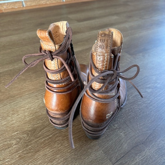 Bed Stu Brown Leather Ankle Boots with Lace Detail - Picture 4 of 5